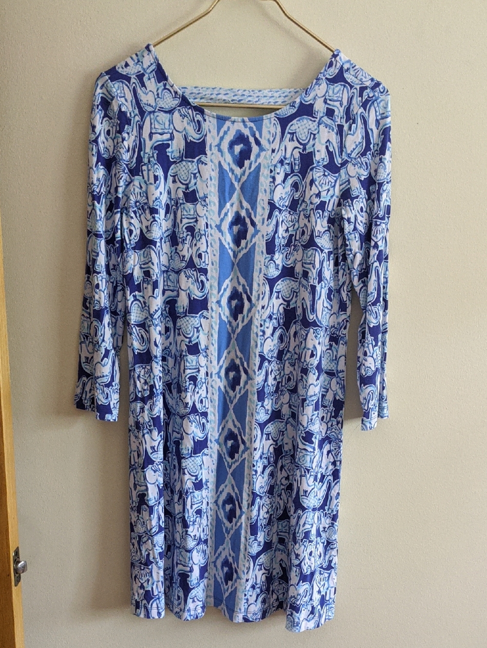 Lilly Pulitzer Blue & White Long-Sleeve Patterned Dress